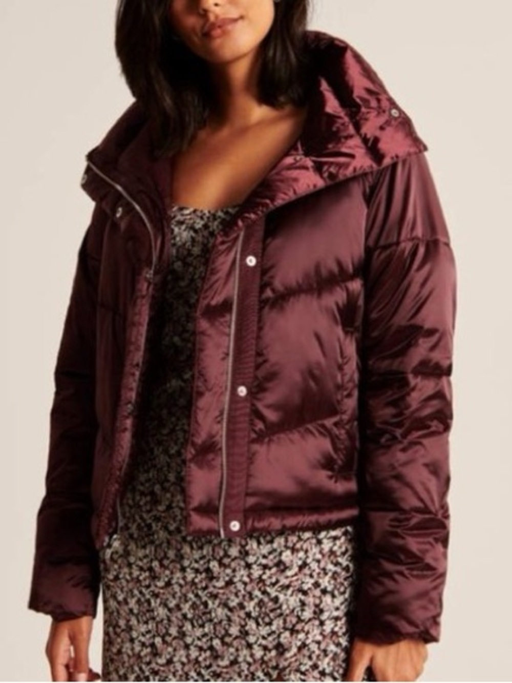 Abercrombie & Fitch Satin Mini Puffer Winter Coat XL